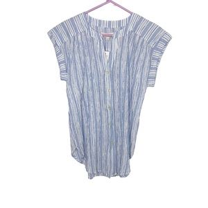 LOFT lightweight striped top gauzy material blue white size XS New with tags i